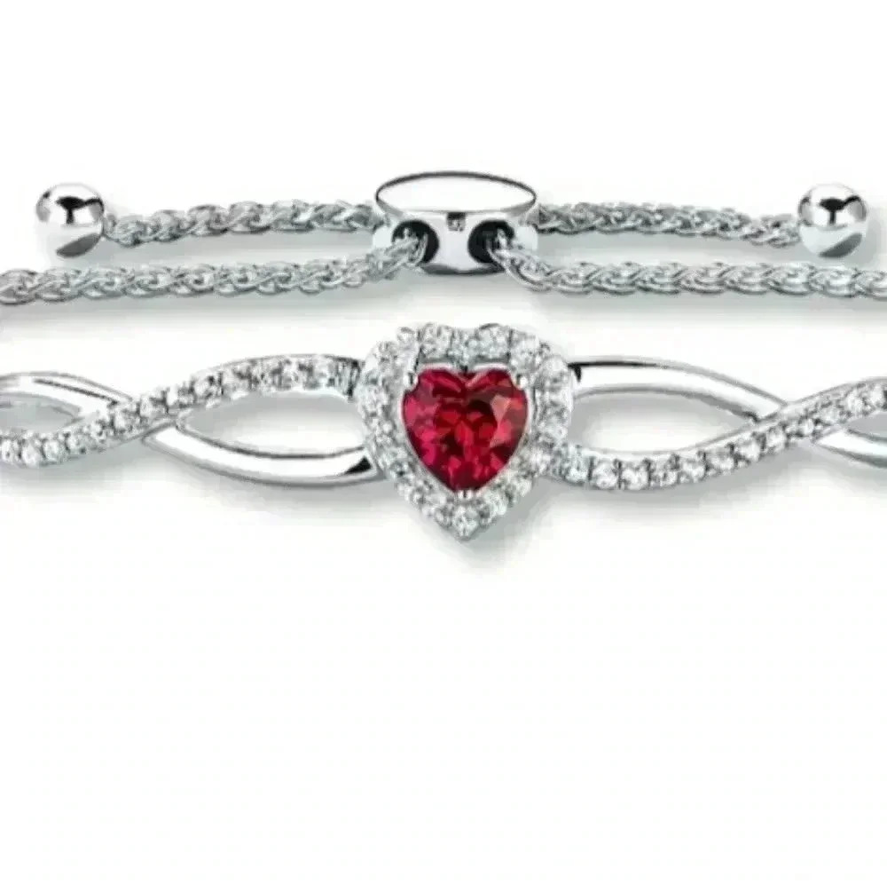 Bolo Bracelet Lab-Created Ruby Sterling Silver - image 1
